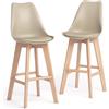 Mobili Fiver, Sgabelli in stile nordico Greta, Set da 2, Beige, Polipropilene - Multistrato di Faggio, Sgabelli da bar per Cucina, Soggiorno