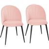 HOMCOM Set di 2 Sedie Sala da Pranzo in Velluto, Sedie Cucina con Schienale Curvo a Conchiglia, Gambe in Acciaio, Stile Nordico, Sedia Imbottita per Cucina, Camera da Letto, Soggiorno, Rosa
