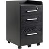 HOMCOM Schedario da Ufficio con 3 Cassetti, 5 Ruote, Cassettiera Ufficio con Serratura e 2 Chiavi per Lettera/Legale/Formato A4, Armadietto Verticale per Studio, 39.2x40x65.4 cm, Nero