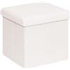 PINPLUS Pouf Cubo Contenitore in Tessuto Peluche, Puff Contenitore Pieghevole, Poggiapiedi Comodo per Camera, Salotto e Toeletta, 38x38x38 cm, Bianco