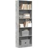Qnhdfrt Libreria stretta alta grigio cemento 60 x 24 x 176 cm in legno con scomparti aperti per spazio aggiuntivo in soggiorno, camera da letto, ufficio