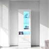 Soweiz Vetrina con Illuminazione a LED, 16 Colori, Armadietto per Soggiorno, Parete a Buffet, Bianco, 50 x 180 x 40 cm