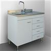 Yellowshop | Mobile sottolavello cm 80 con cassettiera Colore Bianco Completo di lavello Inox Serie Basic (Versione DX)