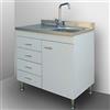 Yellowshop | Mobile sottolavello cm 80 con cassettiera Colore Bianco Completo di lavello Inox Serie Basic (Versione SX)