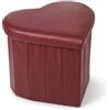 INTRECCI Pouf Contenitore | Panca in Ecopelle a Forma di Cuore | 45x41x37 cm | Sgabello Imbottito, Versatile, Facile da Pulire | Colore: Rosso