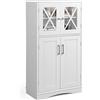 GYMAX Mobile da Bagno a 5 Livelli Regolabile, 60 x 30 x 108 cm, Armadio Basso, Mobile Portaoggetti per Soggiorno, Bagno e Cucina (Bianco)