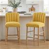 chairus Set di 2 Sgabelli Cucina Sgabelli da Bar in Tessuto di Lino,Giallo