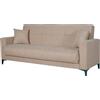 Arreditaly Divano Letto 3 Posti Con Cassettone Contenitore Imbottitura A Molle E Cuscini Inclusi Trasformabile in Letto Per Salotto Zona Living 212 x 87 x 90 Cm (Beige)