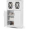 LIFEZEAL Mobiletto da Pavimento per Bagno con 4 Porte e 3 Ripiani Regolabile, Mobile Contenitore da Terra per Cucina e Soggiorno 60x30x108 cm Bianco (bianco)