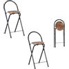 ZZINOKE Set Di 2 Sgabello Bar Pieghevoli, Altezza seduta 55,5 cm, Nessun Montaggio Richiesto, Sgabello Pieghevole Portatile Per Cucina, Bistrot, Negozio, All'Aperto (Retrò Marrone e Nero)