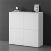 doporro Mobile Organizzatore Credenza Buffet in Legno con 4 Ante Push-to-Open e Soft-Close per Soggiorno, Sala da Pranzo o Ingresso, 100x36,4x100 cm Bianco opaco Schrank04