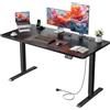 HLFURNIEU Scrivania Regolabile in Altezza, 100 x 60 cm, Scrivania Motorizzata, con Prese, Porte USB, 2 Controlli Memoria, Standing Desk Nero