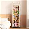 Jradse Mobiletto Portaoggetti per Animali di Peluche, 138x40x40CM in Legno Massello, Girevole a 360° e Bloccabile per Soggiorno, Camera da Letto e Cameretta dei Bambini (con Tasche Portaoggetti)