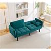 Rosebibi Divano letto regolabile 2 in 1: due posti con rivestimento in velluto, braccioli pieghevoli e funzione sonno, ideale per piccoli spazi (verde anticato)