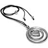 Vestopazzo, Collana in Alluminio con Filo Regolabile Nero, Pendente 2 Cerchi e Cuore, Alluminio Riciclato 100%