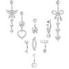 Milacolato 9Pezzi Piercing Ombelico Acciaio Chirurgico Set | Piercing Ombelico Anello Pendente Clicker Cuore Farfalla Zirconi Cubici Navel Piercings per Donna Oro/Argento/Rosa/Blu
