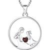 YL Collana Madre e Figlia 925 Argento tagliato Gennaio Pietra portafortuna Granato Collana con Ciondolo Regali per Donne Mamma, 45-48 CM
