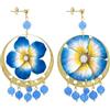 Lebole Maison Lebole Gioielli Orecchini da Donna Metal Texture Fiore Bianco E Blu Classico Azzurro