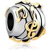 LSxAB Ciondoli con note musicali color oro compatibili con braccialetti Pandora, Metallo, Nessuna pietra preziosa