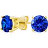 Bling Jewelry Orecchini A Perno In Argento Sterling .925 Placcato In Oro Giallo 14K Con Zirconi Cubici Da 1CT Di Colore Blu, Simulanti Zaffiro Aaa, Solitario Brillante
