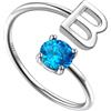 Suplight Suplihgt Anello Donna Argento 925 Personalizzato Anello Lettera B Anello Donna Argento con Pietra Personalizzata Anello Donna con Iniziale B Personalizzato Regolabile Regalo Natale San Valentino