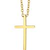 Richsteel Oro Crocifisso Collana Uomo collana Croce Uomo in Acciaio Inossidabile Superficie Liscia Croce Semplice 42MM Catenina 50+5CM Impermeabile Non Scolorisce