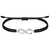 J.Endéar Bracciale Corda Fortuna Fatto a Mano, Bracciale Infinito Argento 925 con Zircone per Donna, Gioielli Intrecciati Ragazze, Bracciale Adolescente Regolabile, Nero