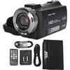 Dpofirs Videocamera Videocamera 1080P 30MP 30fps con Visione Notturna IR, Registratore con Zoom Digitale 16X Videocamera per con Schermo da 3,0 per YouTube con Telecomando,