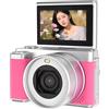 BMKGODN fotocamera, Vlog Cam WiFi con zoom ottico 18X, schermo da 3 pollici orientabile a 190 gradi e doppio obiettivo anteriore posteriore(Rose)