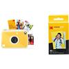 Kodak Printomatic+ Fotocamera digitale a stampa istantanea (giallo) e carta fotografica Kodak Premium ZINK 5,1 x 7,6 cm, confezione da 50