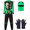 Katara 1771 - Costume ninja ragazzi verde-nero travestimento bambini tuta bimbi guerriero - Taglia L (8-10 anni)