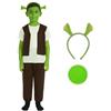 I LOVE FANCY DRESS LTD Costume da orco per bambini con orecchie Shrek e vernice per il viso verde, con licenza ufficiale, XL, divertente costume da mostro verde per Halloween, feste e settimana del libro