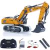 Wheelfun Escavatrice telecomandata K970 1/50 RC - Pelleteuse elettrica - Secchio in metallo - Suono leggero - Batteria RTR - Giocattolo ingegneria per adulti giallo