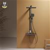 EMKE Sistema doccia con termostato, set doccia con 36 x 24 cm, doccia a pioggia e 4 tipi di getto a mano, quantità d'acqua regolabile, sistema doccia a pioggia con rubinetto, certificazione KTW