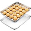 Eidoct Set di 2 teglie da forno in acciaio inox, antiaderenti, per cuocere e arrostire, salutari e atossici, rifiniti a specchio e lavabili in lavastoviglie, 40,5 x 30,5 x 2,8 cm