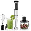 FRESKO Frullatore a Immersione, 1000W Frullatore in Acciaio Inox con Protezione per Pentole, 5 Accessori, Velocità Regolabile, Frullatore Manuale per Alimenti per Bambini, Zuppe, Smoothies