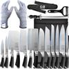 XYJ Authentic Since 1986, Set di coltelli professionali per i maestri chef, con sacchetto, fodero, coltelli da carne da cucina culinari, Santoku, Utility, acciaio inossidabile