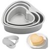 Doafoce Set di 3 stampi per torte a forma di cuore, in alluminio anodizzato | Stampo a forma di cuore antiaderente per torte a forma di cuore, per budini, 15,2 cm, 20,3 cm e 25,4 cm