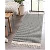 JaeMoose - Tappeto Boho, in cotone tessuto, con nappe, lavabile, stile rustico, bianco e nero, tappeto a pelo corto (Nero, 60 x 130 cm)
