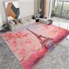 WHUOEUCO Tappeto per Soggiorno Torre Eiffel Fiori Di Ciliegio Rosa 80x150cm Tappeti Salotto Pelo Corto Moderno, Tappeto Lavabile Antiscivolo Morbido per Camera, Cucina, Sala da Pranzo