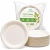ecodrinks 150 Piatti di Carta Piani - Diametro 23 cm, Compostabili, Usa e Getta - Cellulosa Naturale Biodegradabile, Adatti al Microonde - Design Neutro Adatto ad Ogni Occasione