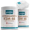 +LIFE Ashwagandha KSM-66 BIO 600 mg, Alta Concentrazione PiùLife, 360 Capsule | 2 al giorno, Estratto di Radice Titolato 5% Witanolidi, Agricoltura Biologica, con Piperina, Senza Glutine e Lattosio