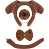 Generic Costume da cucciolo per adulti, set di 4 costumi per cani, regolabile, kit cosplay per cuccioli, comodo kit per coda di naso, papillon morbido per cosplay