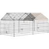PawHut Recinto conigli tetto spiovente, esterno, 220x103x103cm, Beige | Gabbia per conigli, gabbia per porcellini d'India, copertura solare, recinto in metallo, animali piccoli, polli, furetti