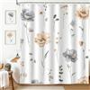 hometrixx Tenda Doccia Primavera Moderno 180 x 180 cm Fiori Acquerello Grigio Beige Floreale Poliestere Impermeabile Tenda Vasca da Bagno con 12 Ganci Lavabile in Lavatrice per Casa Hotel