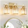 Mengjay Applique Moderna In Cristallo, Lampade da toletta per bagno,Per Camera Da Letto Soggiorno Sala Da Pranzo Corridoio Illuminazione (D'oro)