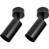 Jandei - Confezione da 2 faretti girevoli e regolabili per soffitto o parete. Orientabile Perfetto per cucina, camera da letto, soggiorno, lampadina GU10 non inclusa. (Nero)