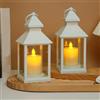 Obelunrp Lanterne bianche da 2 pezzi, lanterna a batteria a LED da 9x4 pollici con manico e forma di candela, decorativa e sicura per interni, esterni, decorazioni per la casa