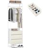 COSTWAY Appendiabiti con Cassetti in Tessuto, Armadio Autoportante con Asta Appendiabiti a 3 Posizioni e Ripiani di Stoccaggio, Ideale per Ingresso Camera da Letto, 55x28x176 cm (Bianco)