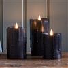 Lights4fun Set di 3 Candele in Cera Nera Effetto Colante TruGlow® con LED Bianchi Caldi a Pile per Arredo Interni